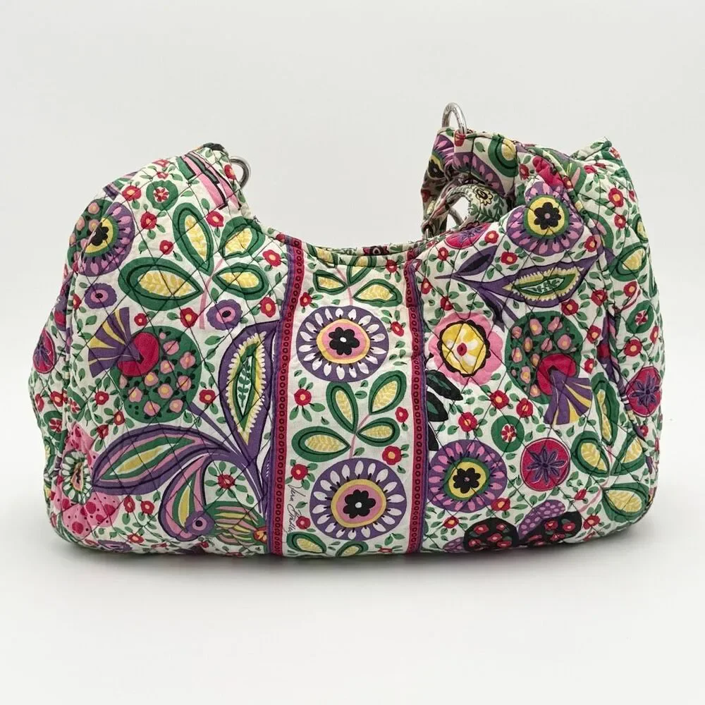 Vera Bradley Viva La Vera Purple Floral Print Quilted Tote Hobo Bag